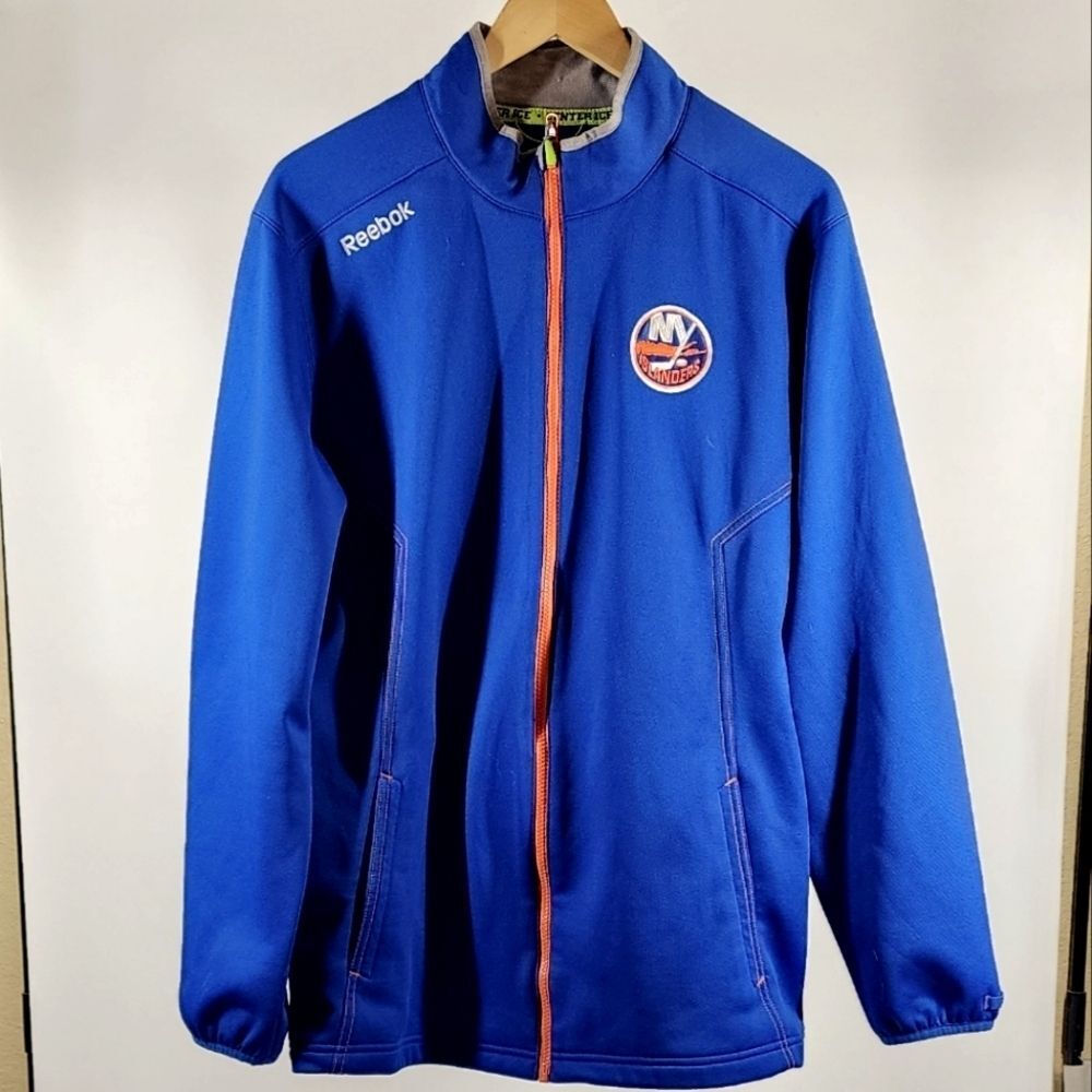 New York Islanders Full Zip Fleece Lined Jacket Reebok Center Ice NHL Hockey M